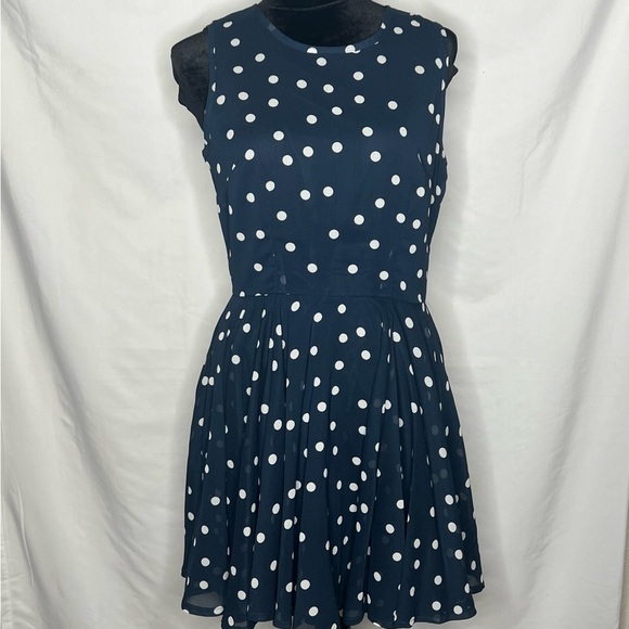 Maison Jules Navy Polka Dot Mini Dress - Picture 1 of 8